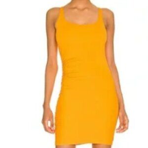 NWT Monrow Square Neck Mini Dress Yellow Marigold Large